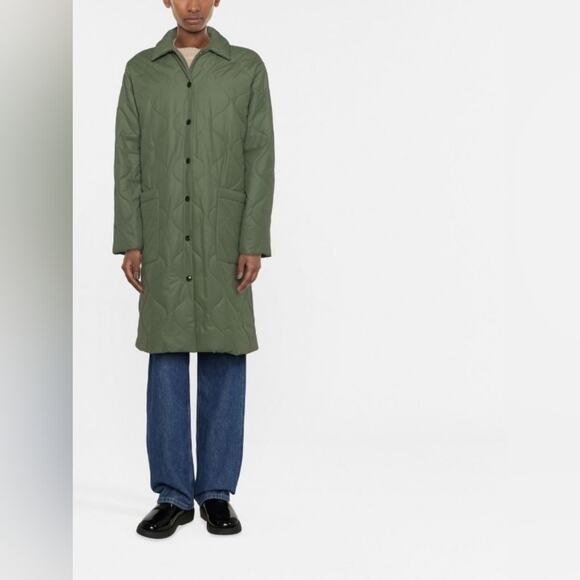 APC button front quilted green coat size XL - Picture 2 of 8